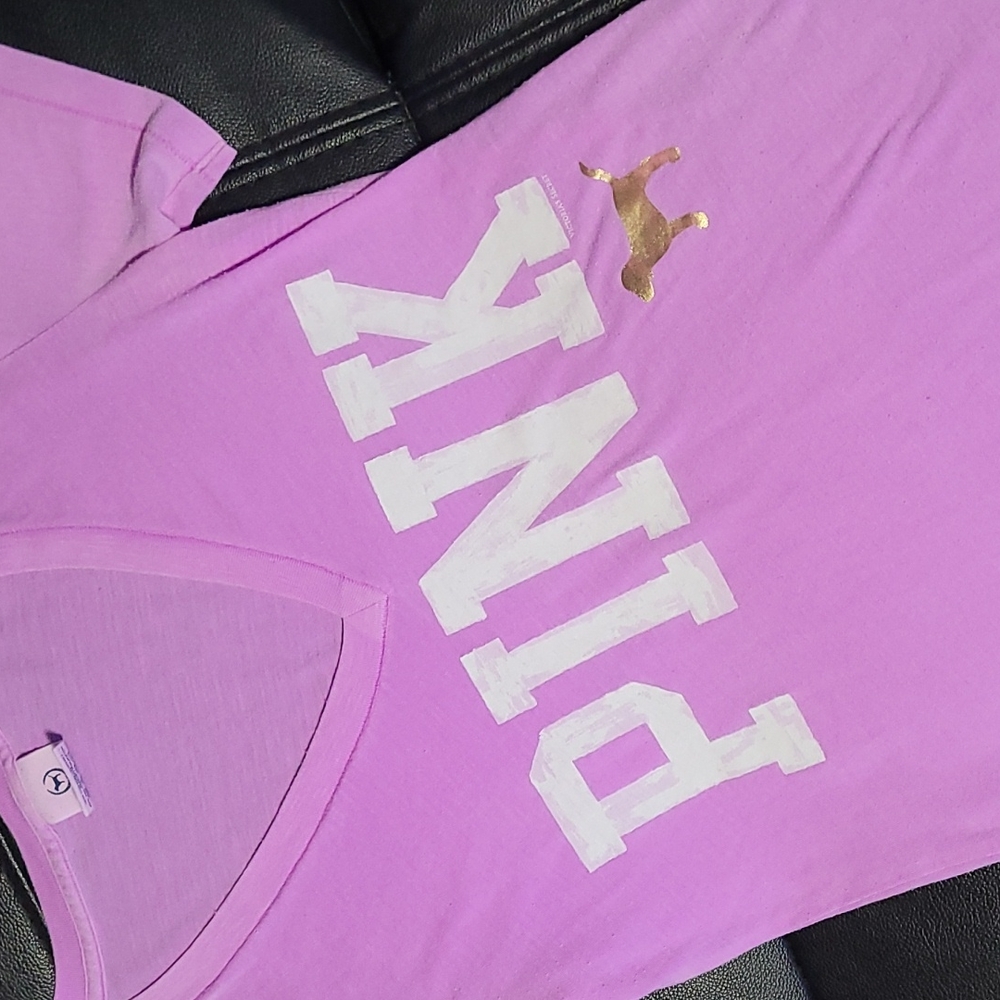 Pink Victoria Secret V-Neck Tee - Picture 2 of 4